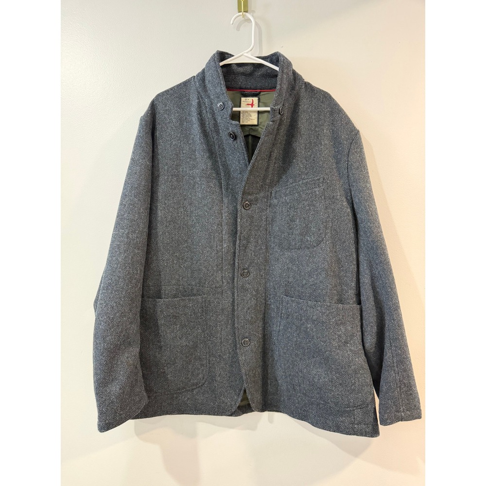Relwen 2X Heritage Trap Blazer Navy Herringbone Wool Jacket